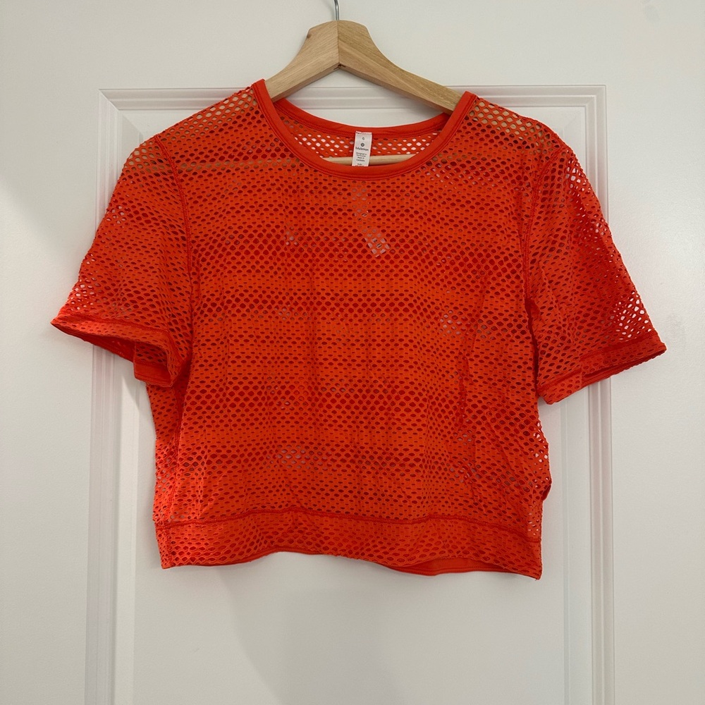 lululemon athletica Sunset Orange Mesh Crop Top